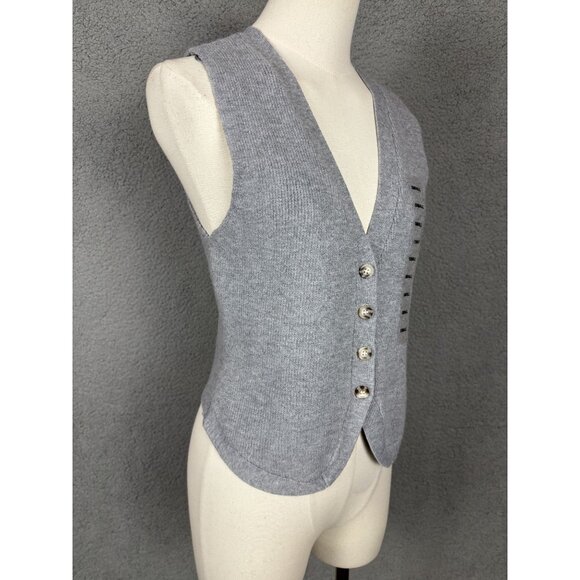 Ultra Flirt Juniors' V-Neck Button-Front Sweater Vest Size Small Gray NWT's - Picture 3 of 8